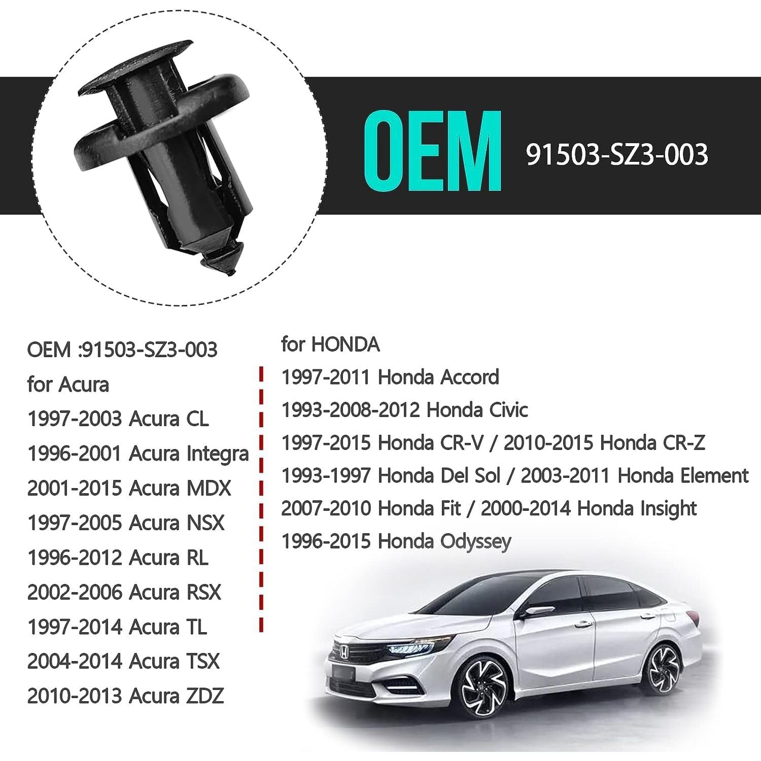 100 Clips de Parachoques TOPCNOEM 10mm para Honda Acura