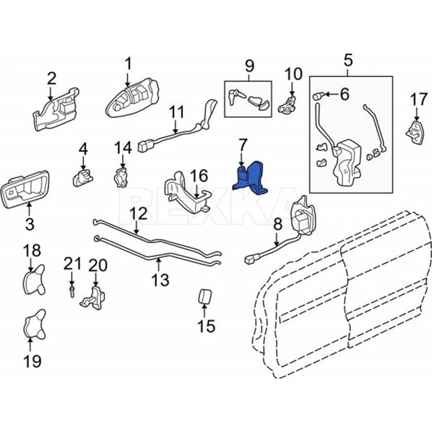 Kit de Clips de Varilla de Cerradura Honda Acura - 5 Piezas