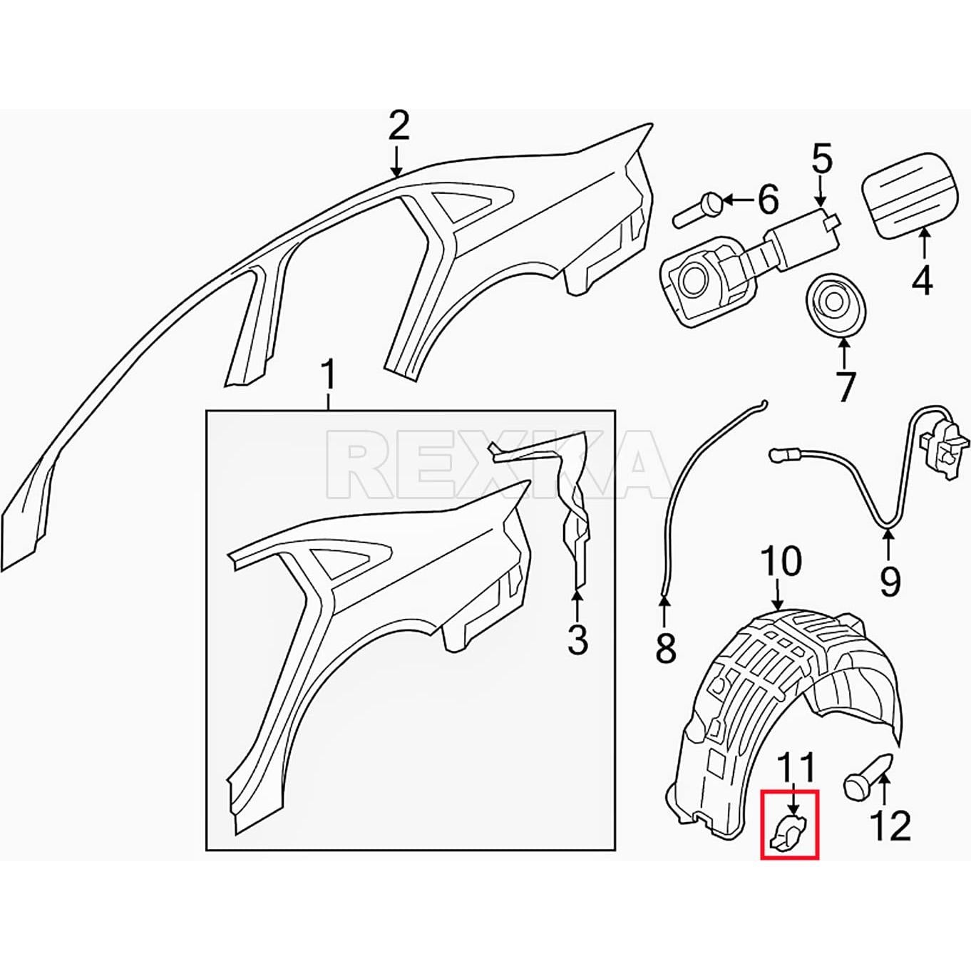 Clips de Retención Guardabarros Audi 4F0-825-429A Rexka 10pcs