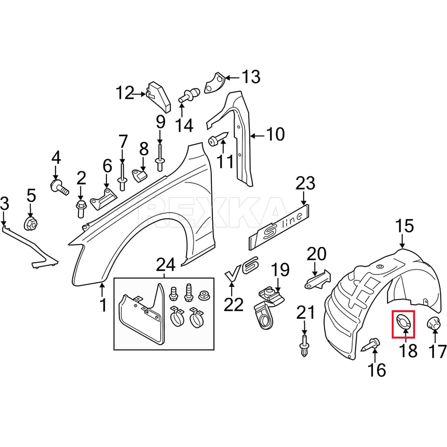 Clips de Retención Guardabarros Audi 4F0-825-429A Rexka 10pcs