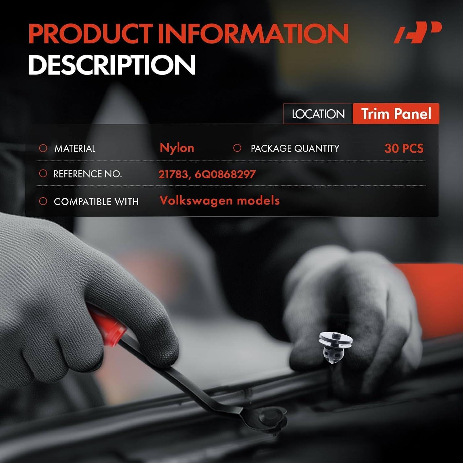 30 Clips Sujetadores de Panel A-Premium para Volkswagen