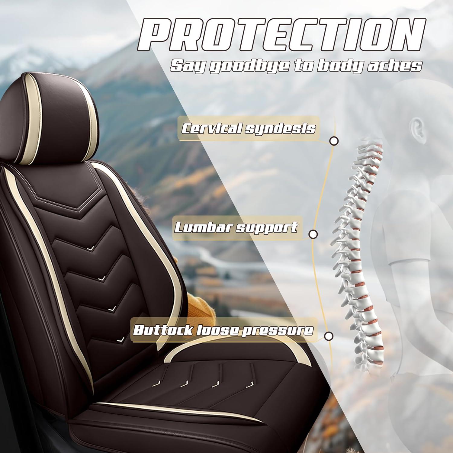 Fundas de Asiento de Coche ACDY para Volkswagen Jetta 2000-2026 - 2 Pcs Frontal Color Café