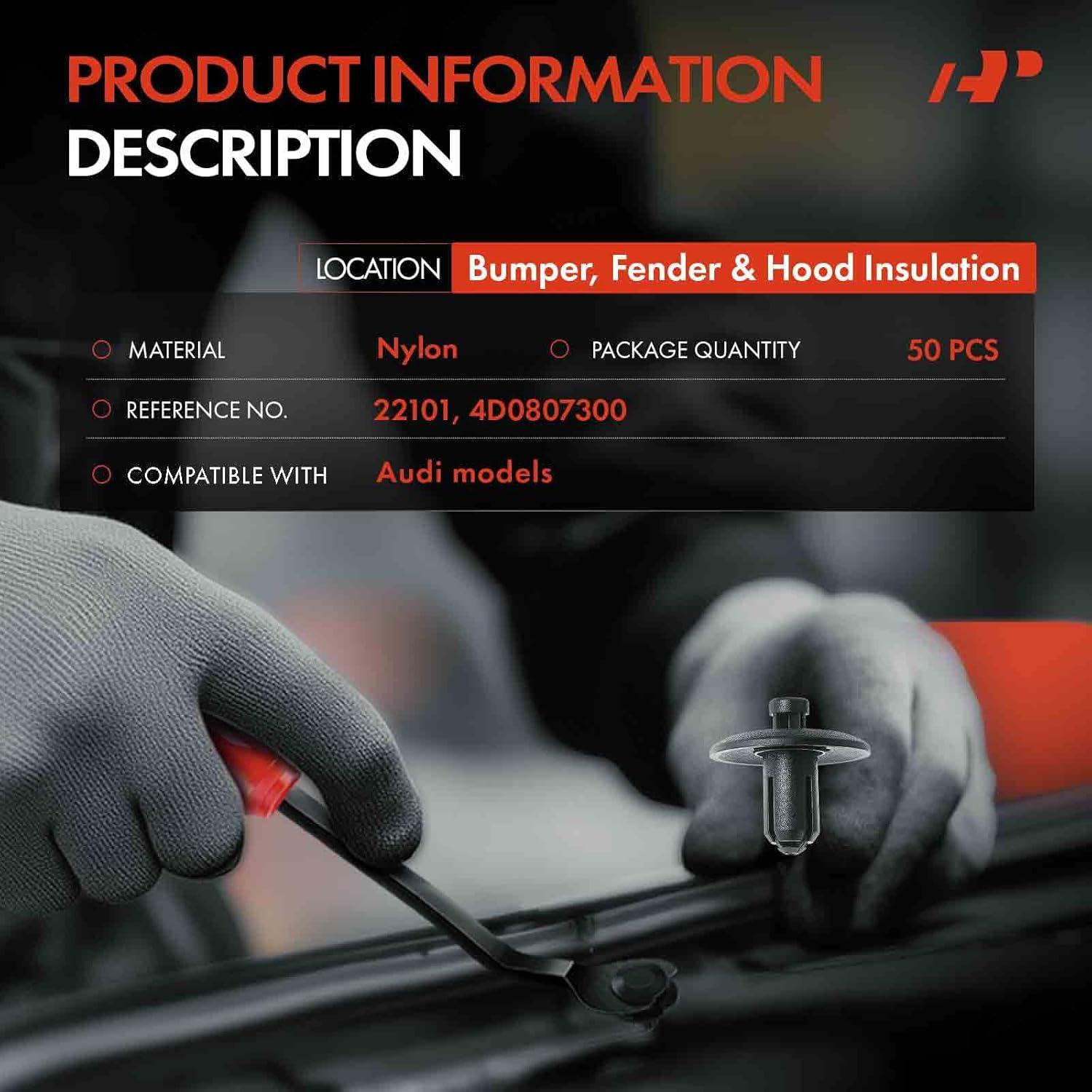 Clips de Retención A-Premium 50 PCS Nylon para Audi