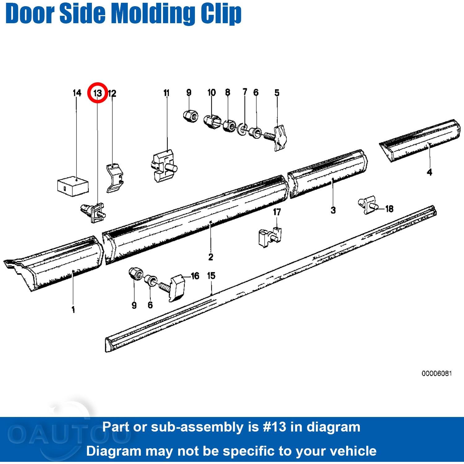 Clip de Moldura de Puerta OAUTOO 20 Piezas para BMW E28 E24