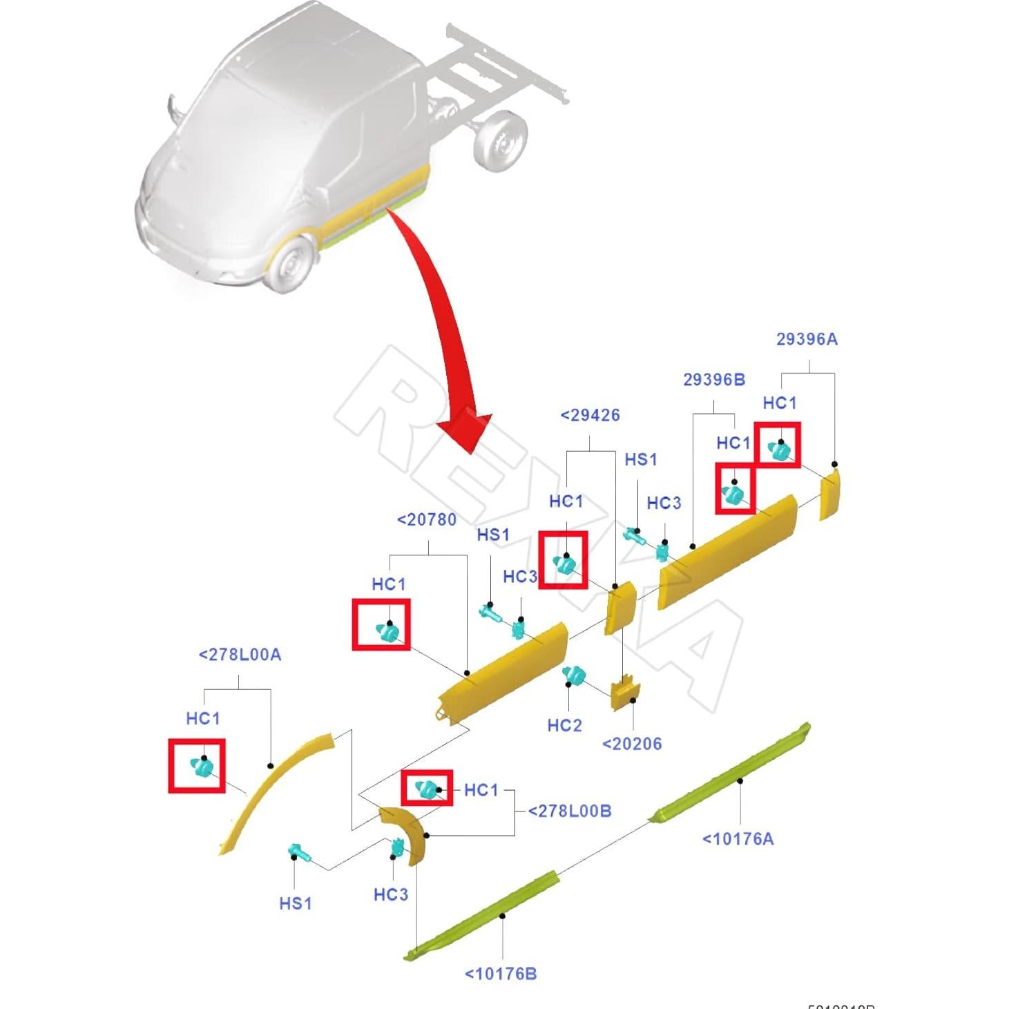 Clip de Retención de Moldura Ford W716507-S300 - 10 Piezas
