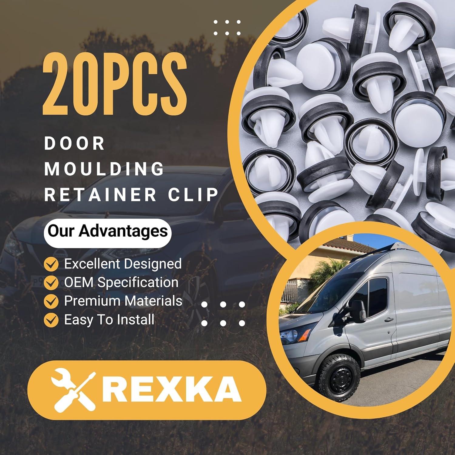 20 Clips de Retención de Moldura Nylon Blanco Yontao para Ford