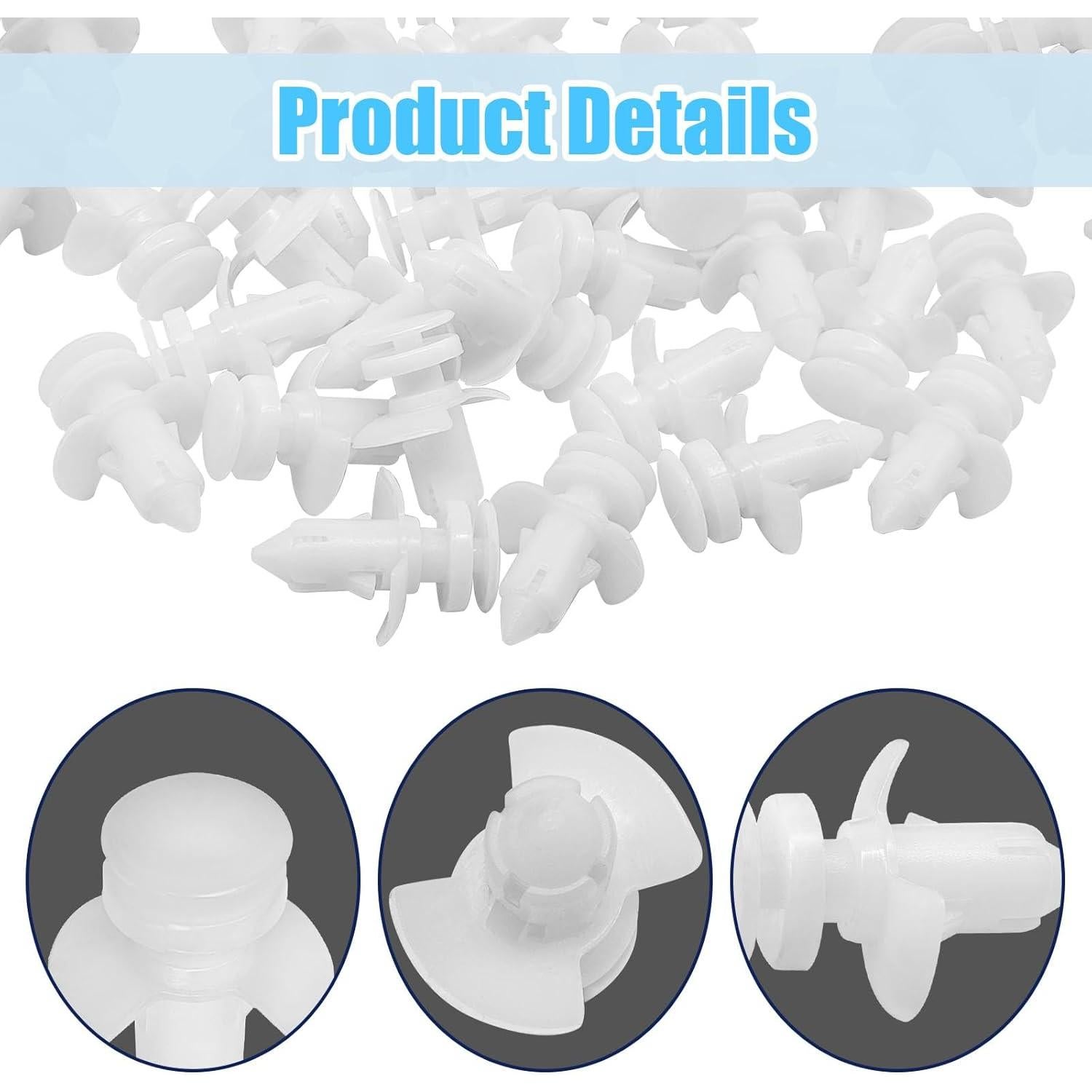 Clips de Panel de Recorte Inferior SYudwen 30pcs Nylon Blanco