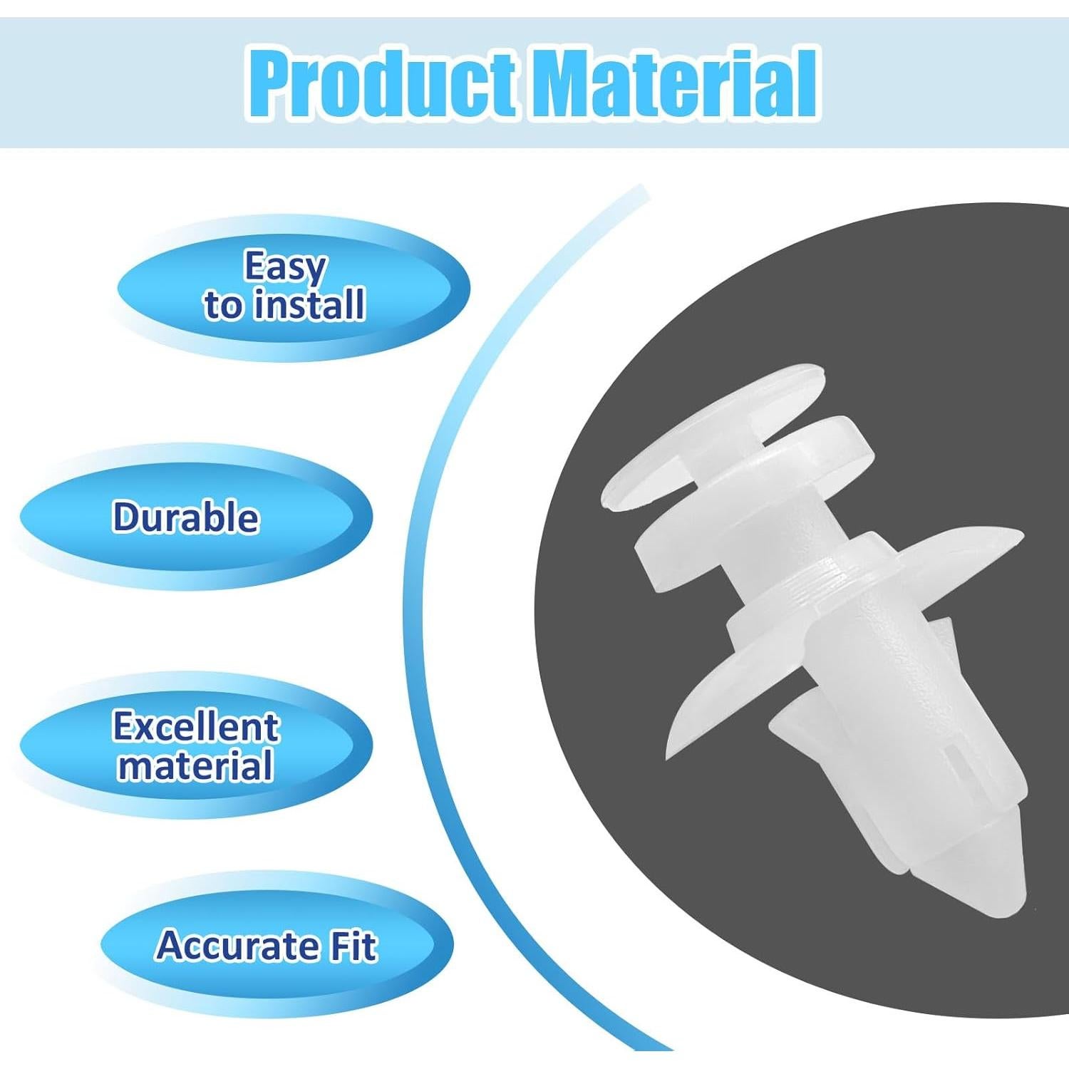 Clips de Panel de Recorte Inferior SYudwen 30pcs Nylon Blanco