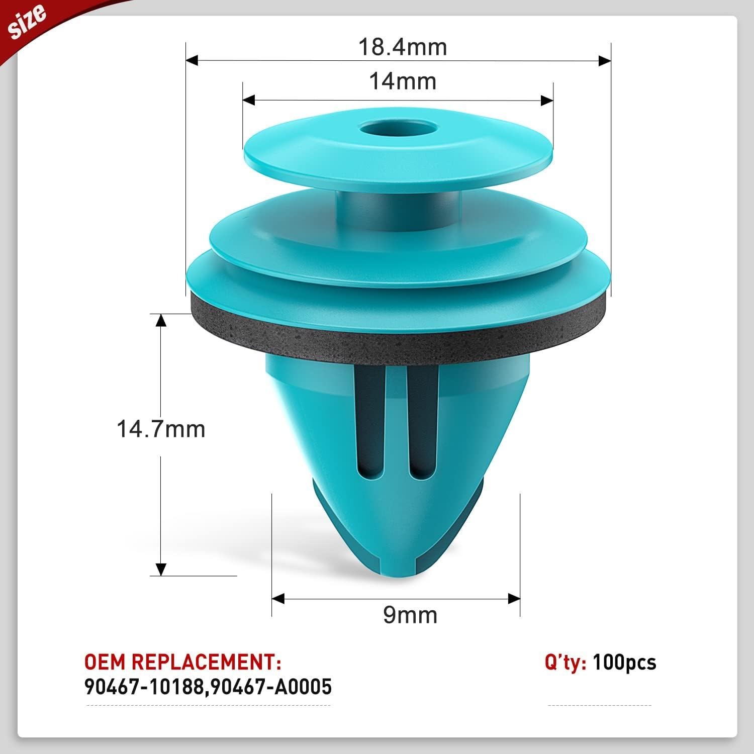 Clips de Retención de Panel de Puerta Nilight 100PCS 9mm