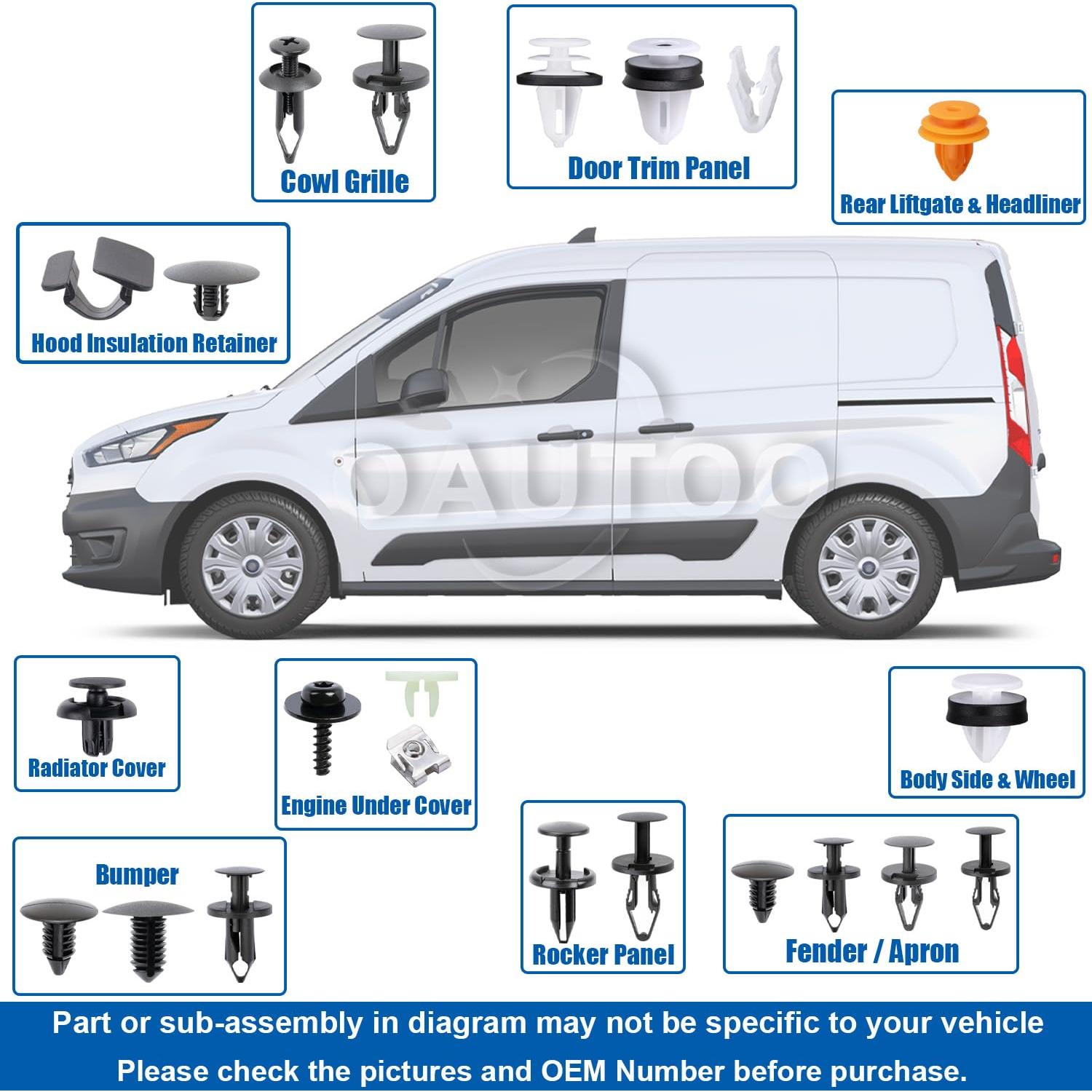 Kit de Clips de Sujetador OAUTOO 200 Piezas para Ford Transit