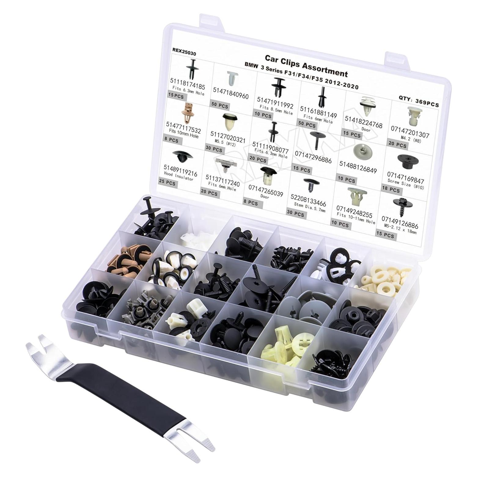 Rexka 370 Piezas Clips Sujetadores para BMW y Mini - Motor, Interior, Carrocería