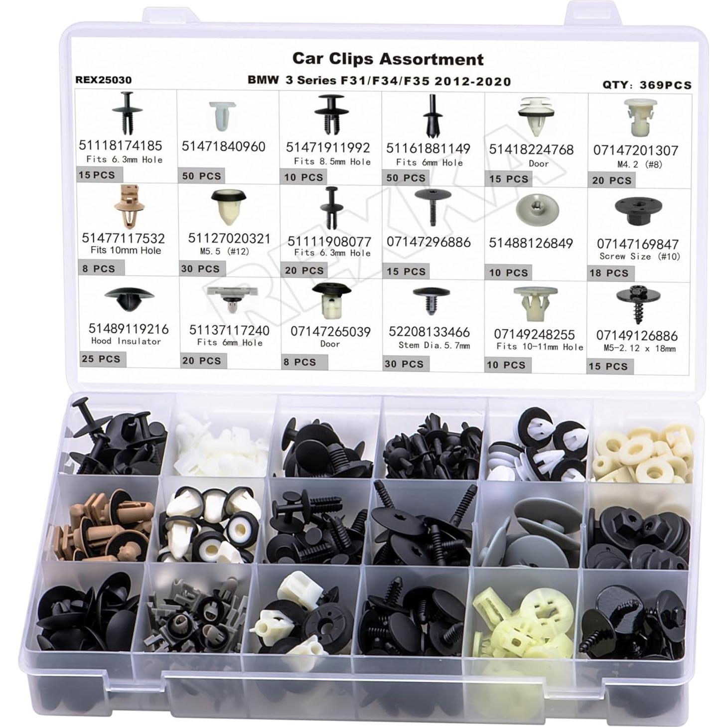 Rexka 370 Piezas Clips Sujetadores para BMW y Mini - Motor, Interior, Carrocería