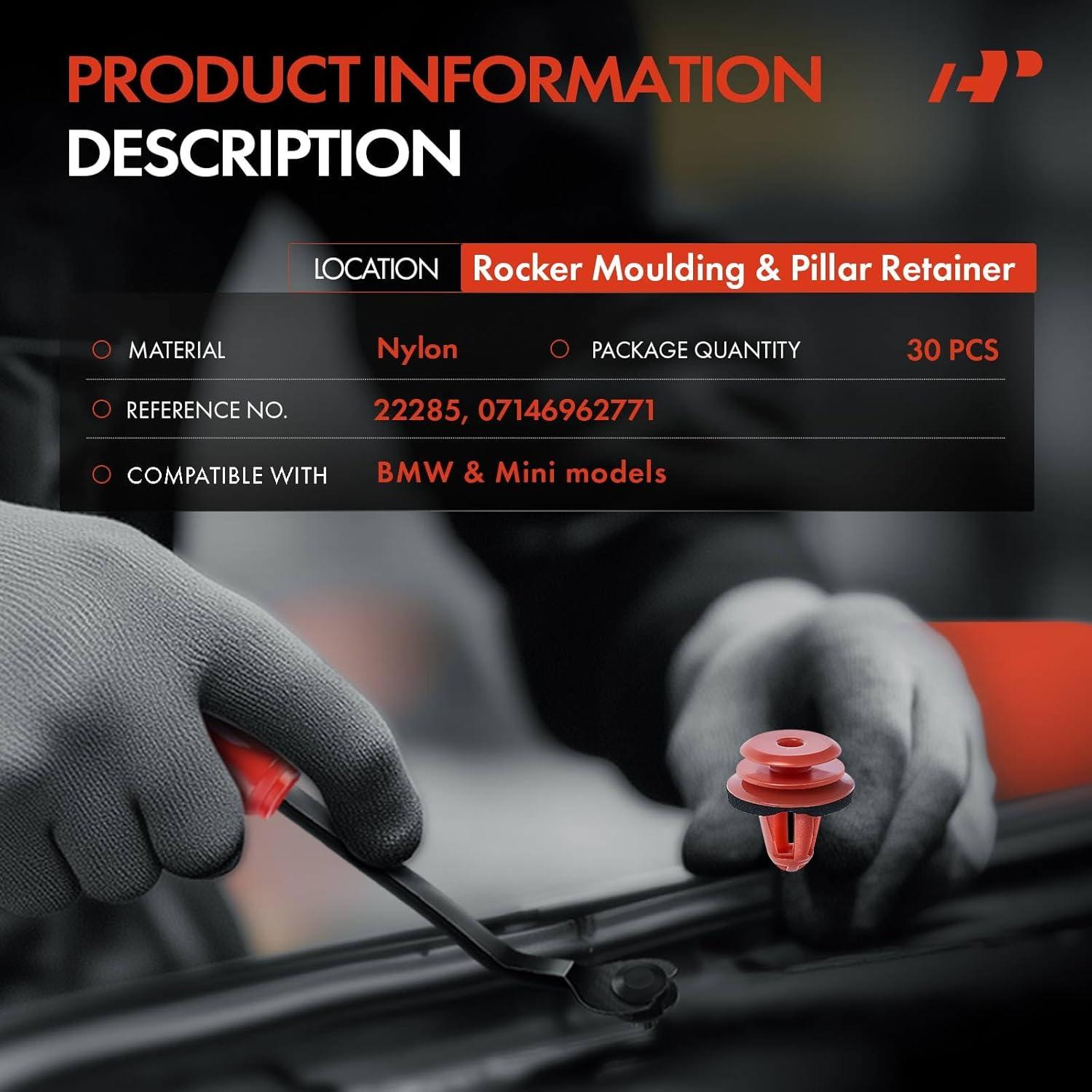 30 Clips Sujetadores A-Premium para BMW y Mini Cooper 9.5mm