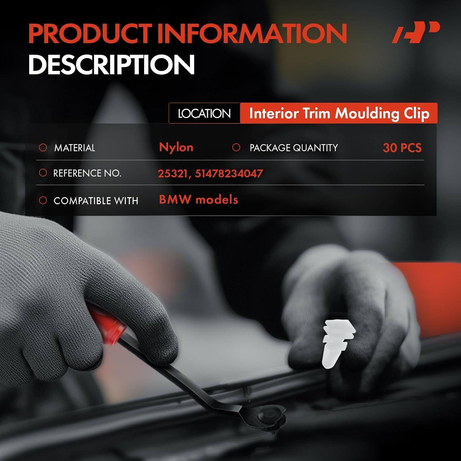 30 Clips Sujetadores Nylon A-Premium para BMW 318i 325Ci 330i