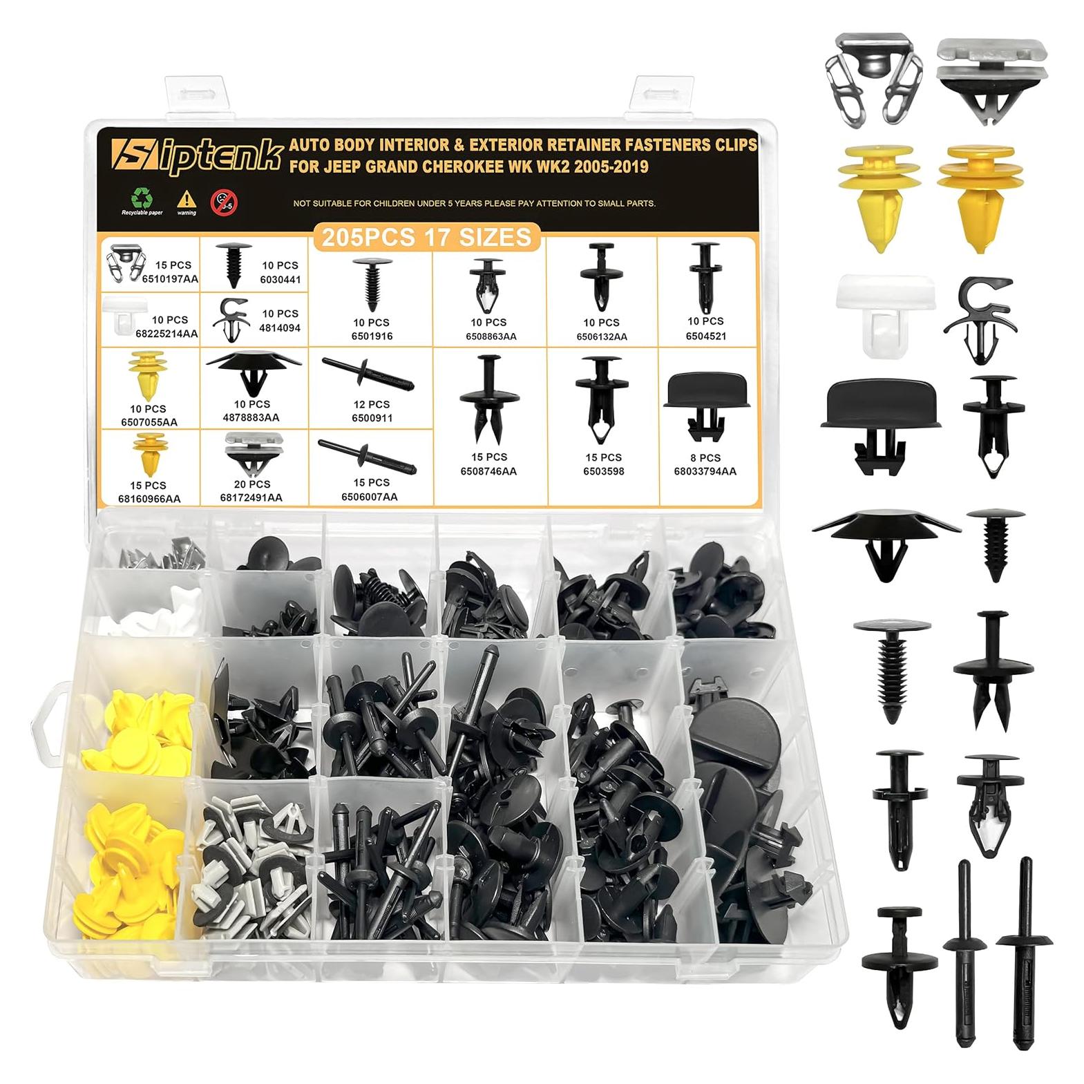 Kit de Clips de Retención Automotriz Siptenk 205 Piezas Nylon