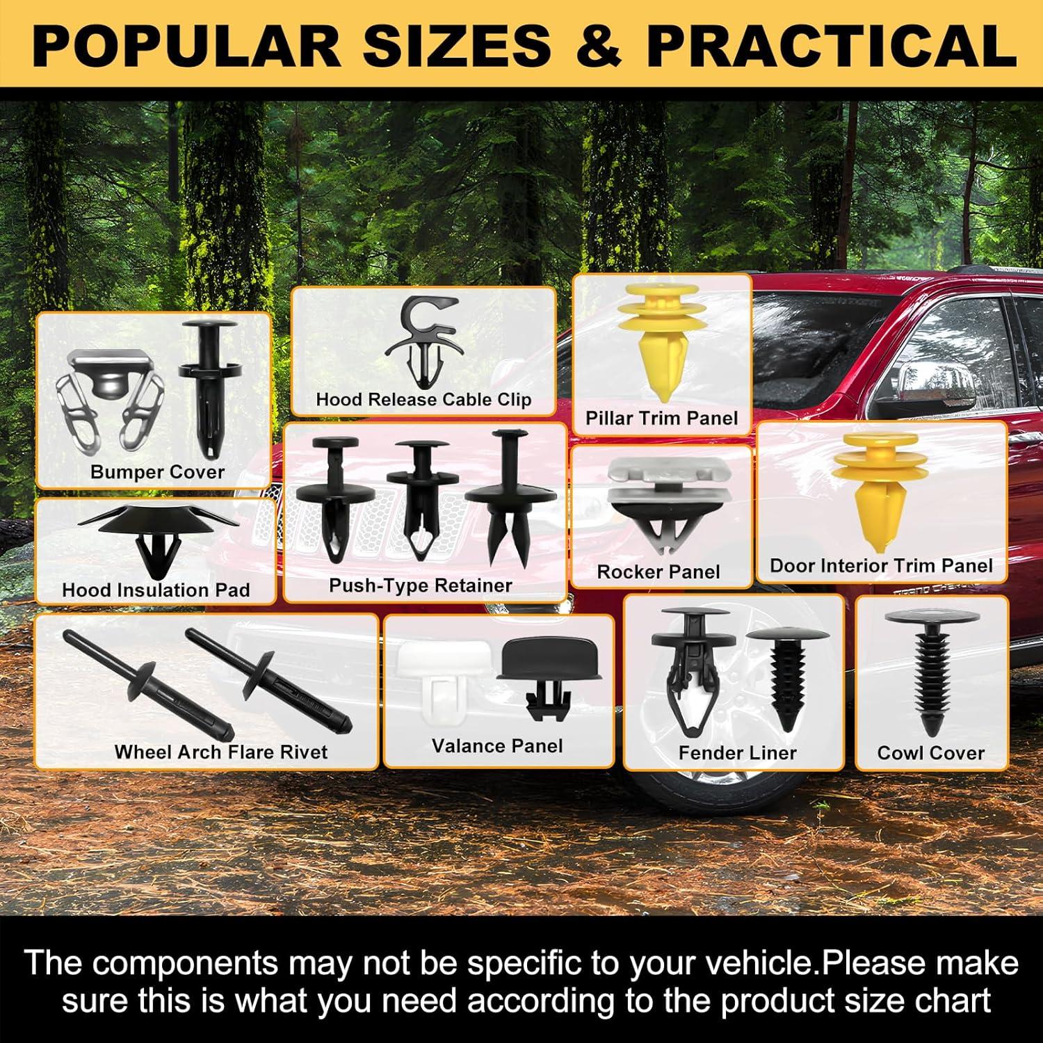 Kit de Clips de Retención Automotriz Siptenk 205 Piezas Nylon