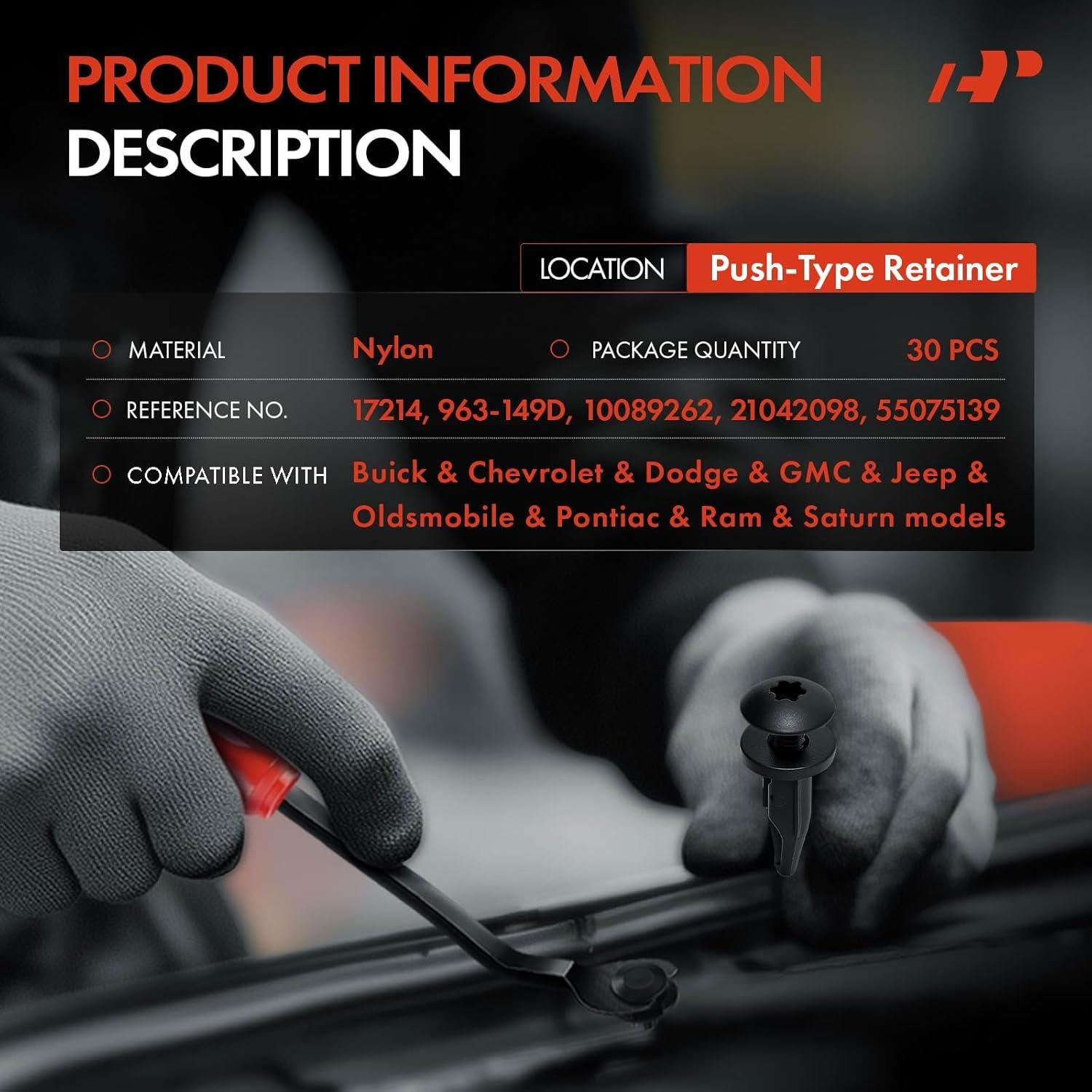 Clip Retenedor A-Premium 30 PCS 6mm para Ram, Jeep, Chevrolet