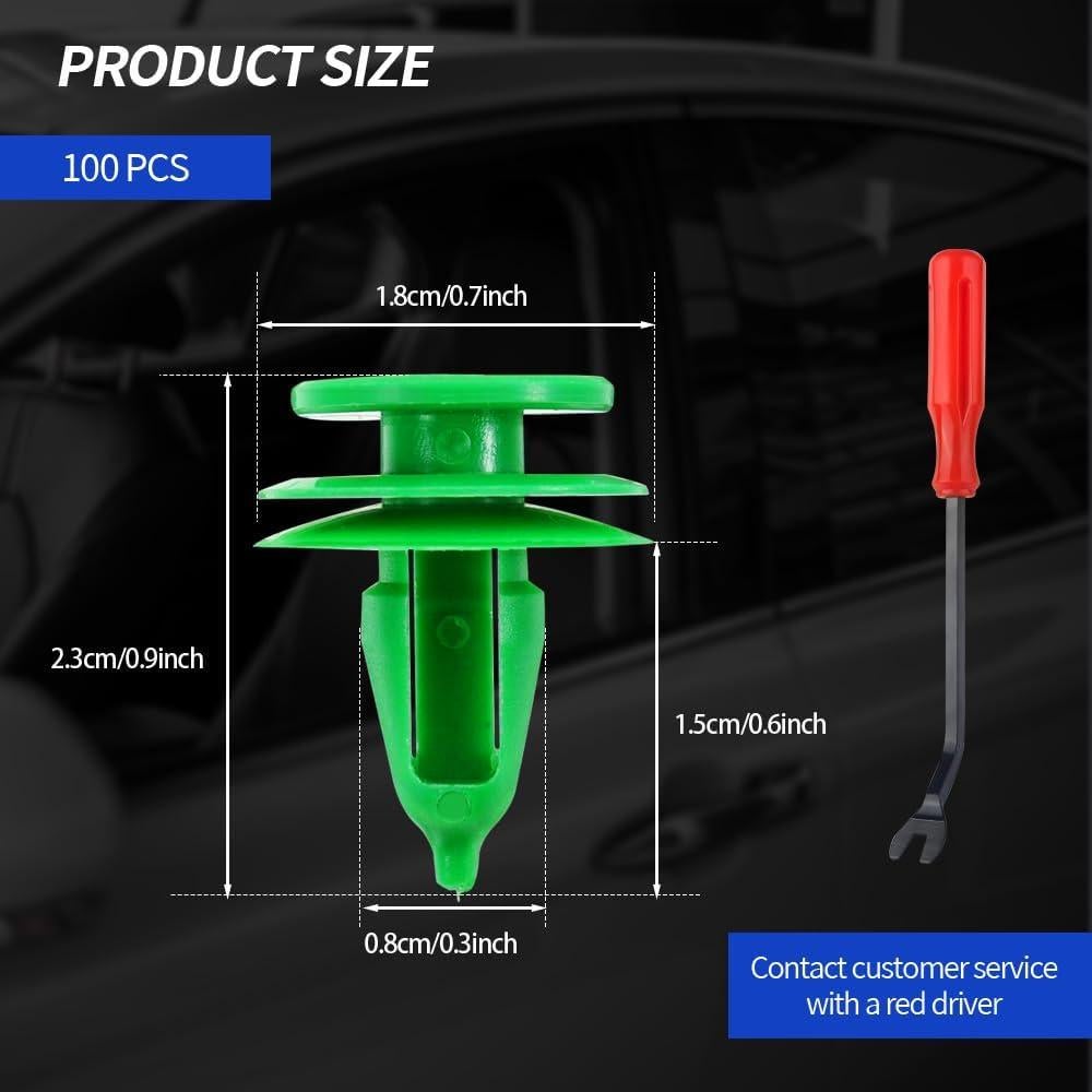 100 Clips de Retención de Parachoques Tecledsn 8mm con Herramienta