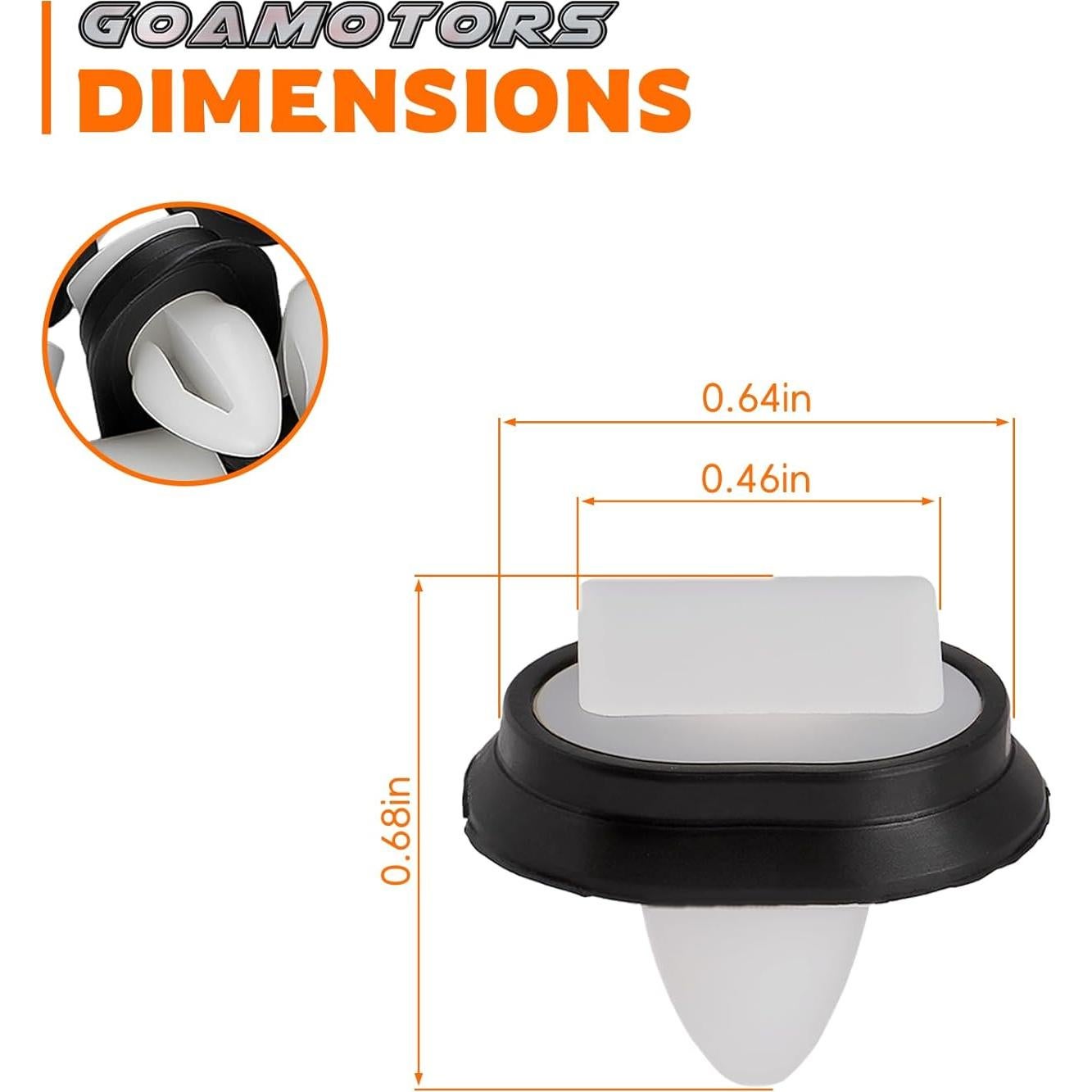 30 Clips de Moldura de Puerta Trasera Nylon GoaMotors 68093998AA