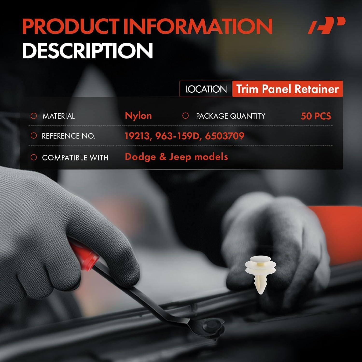 50 Clips Sujetadores de Panel A-Premium para Jeep y Dodge