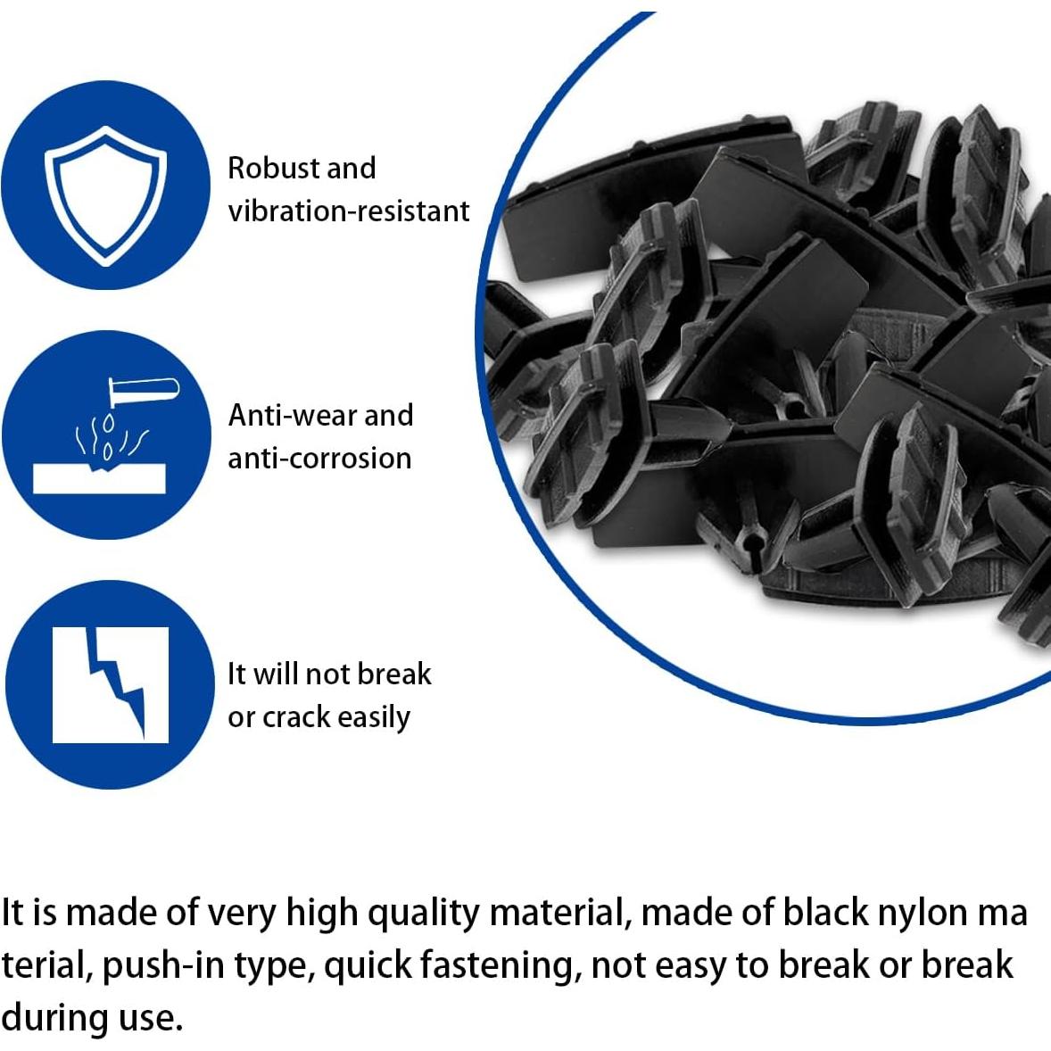 30 Clips de Aleta de Guardabarros AICEL - Nylon Negro 12mm