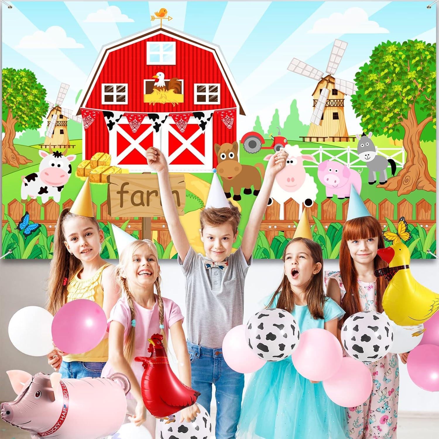 Kit Decoración Fiesta Animales de Granja Tatuo Rosa