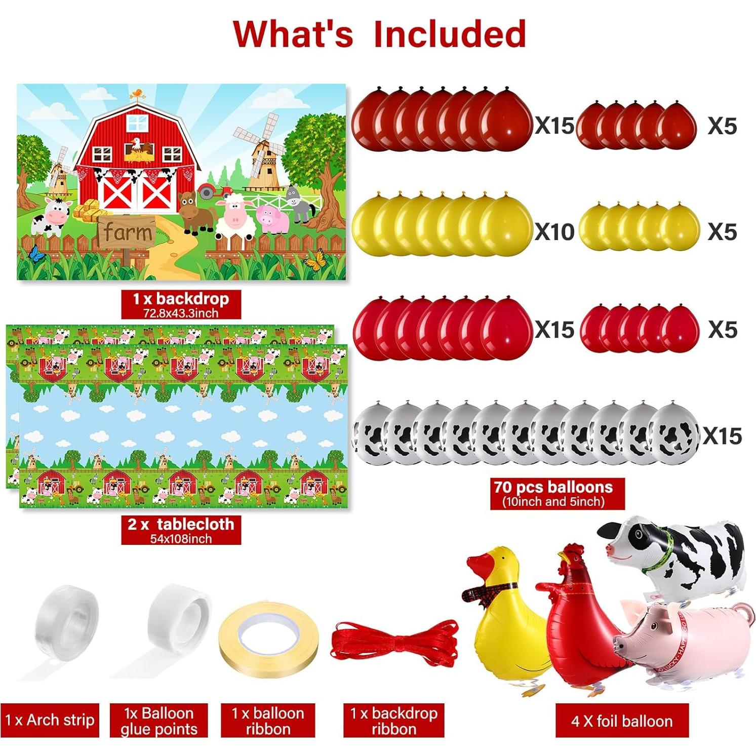 Kit Decoración Fiesta Animales Granja Tatuo 185x110 cm