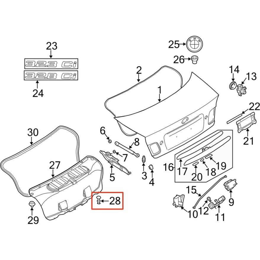 25 Clips de Retención de Tapa de Maletero BMW Yongtao