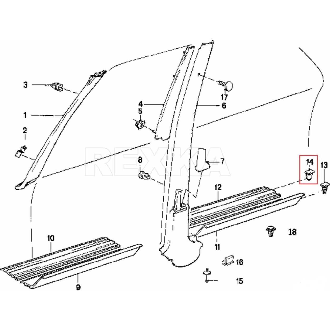Clip de Retención de Moldura de Umbral Rexka 20pcs para BMW E21 E30 E36 E23