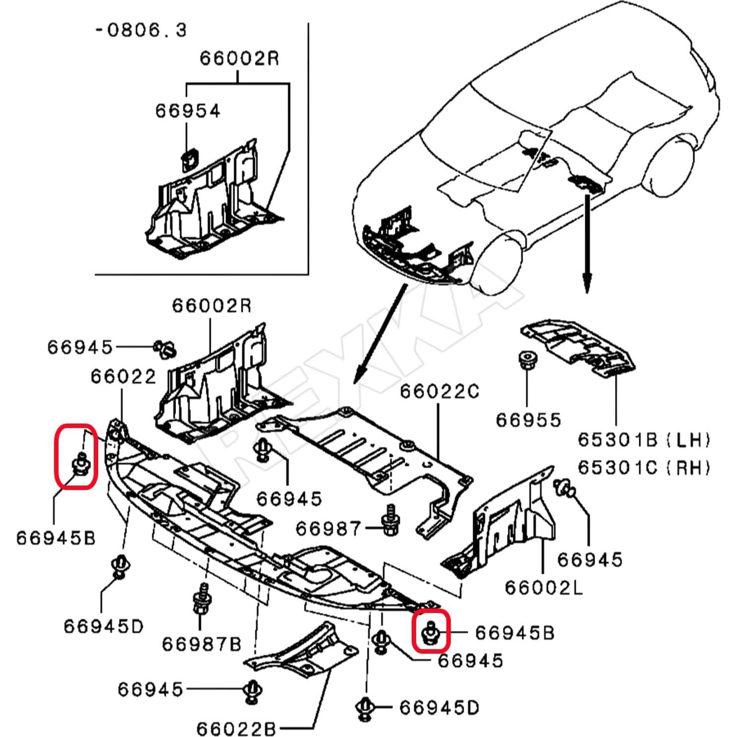 30 Clips de Empuje para Parachoques Honda Mitsubishi MR200300