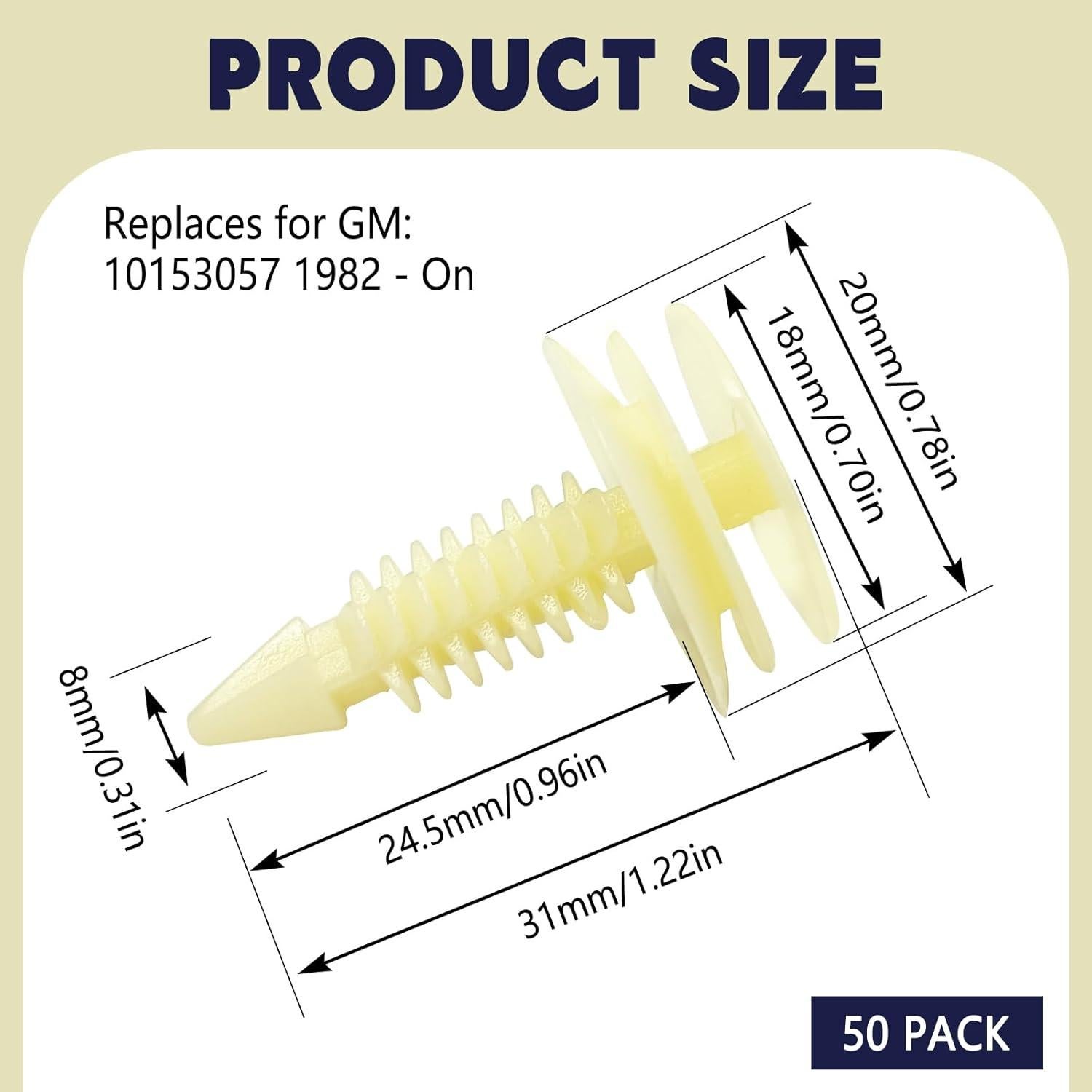 50 Clips de Retención de Panel de Recorte Icyhaws 8mm Nylon