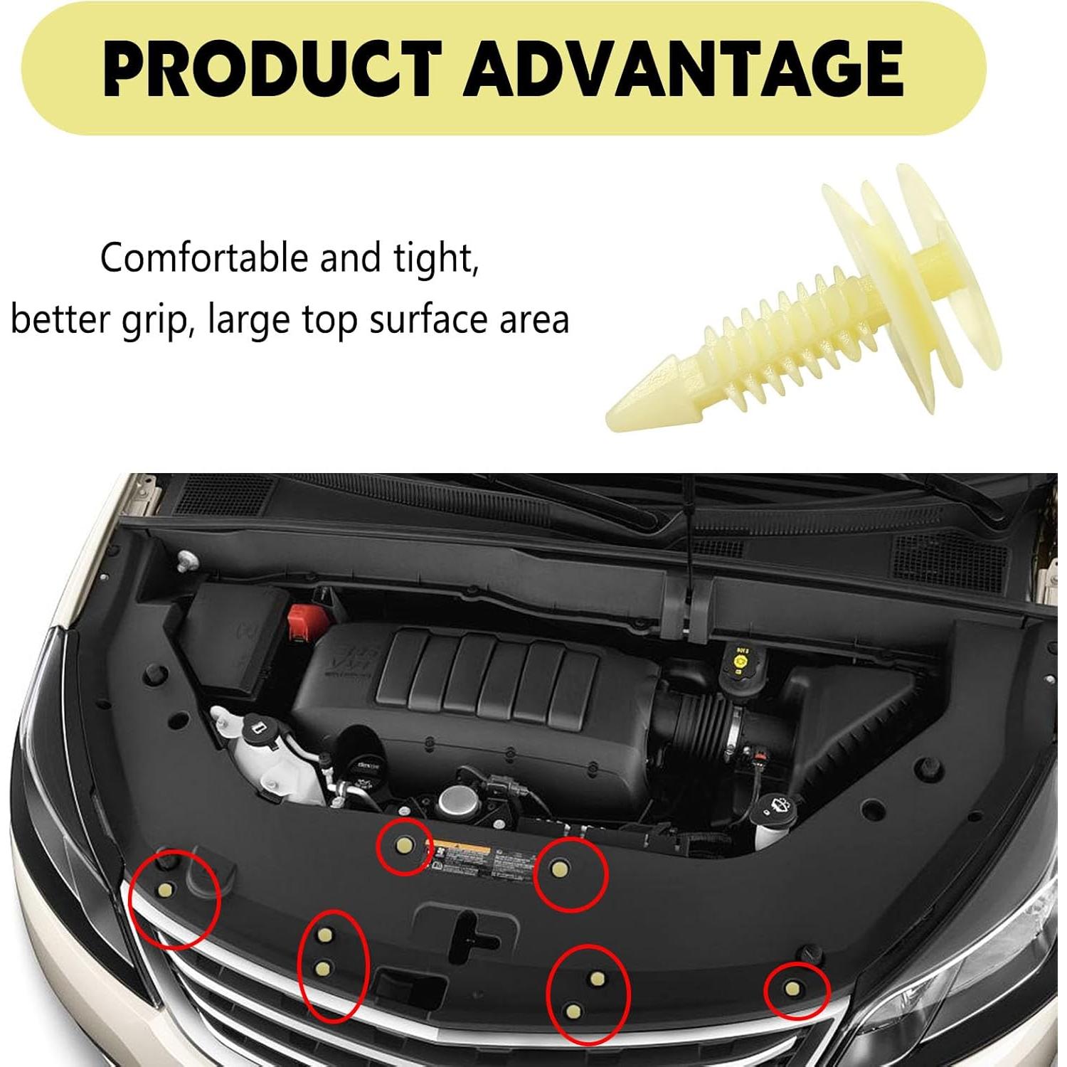 50 Clips de Retención de Panel de Recorte Icyhaws 8mm Nylon