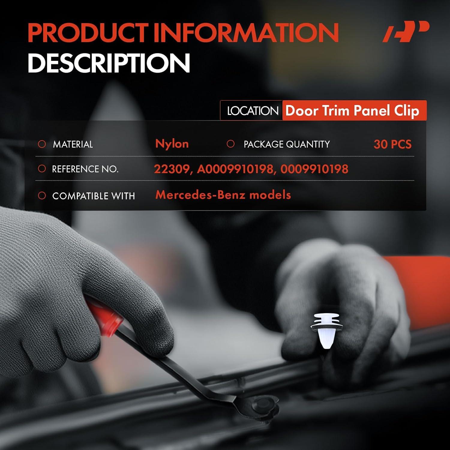 30 Clips de Retención Nylon A-Premium para Mercedes-Benz