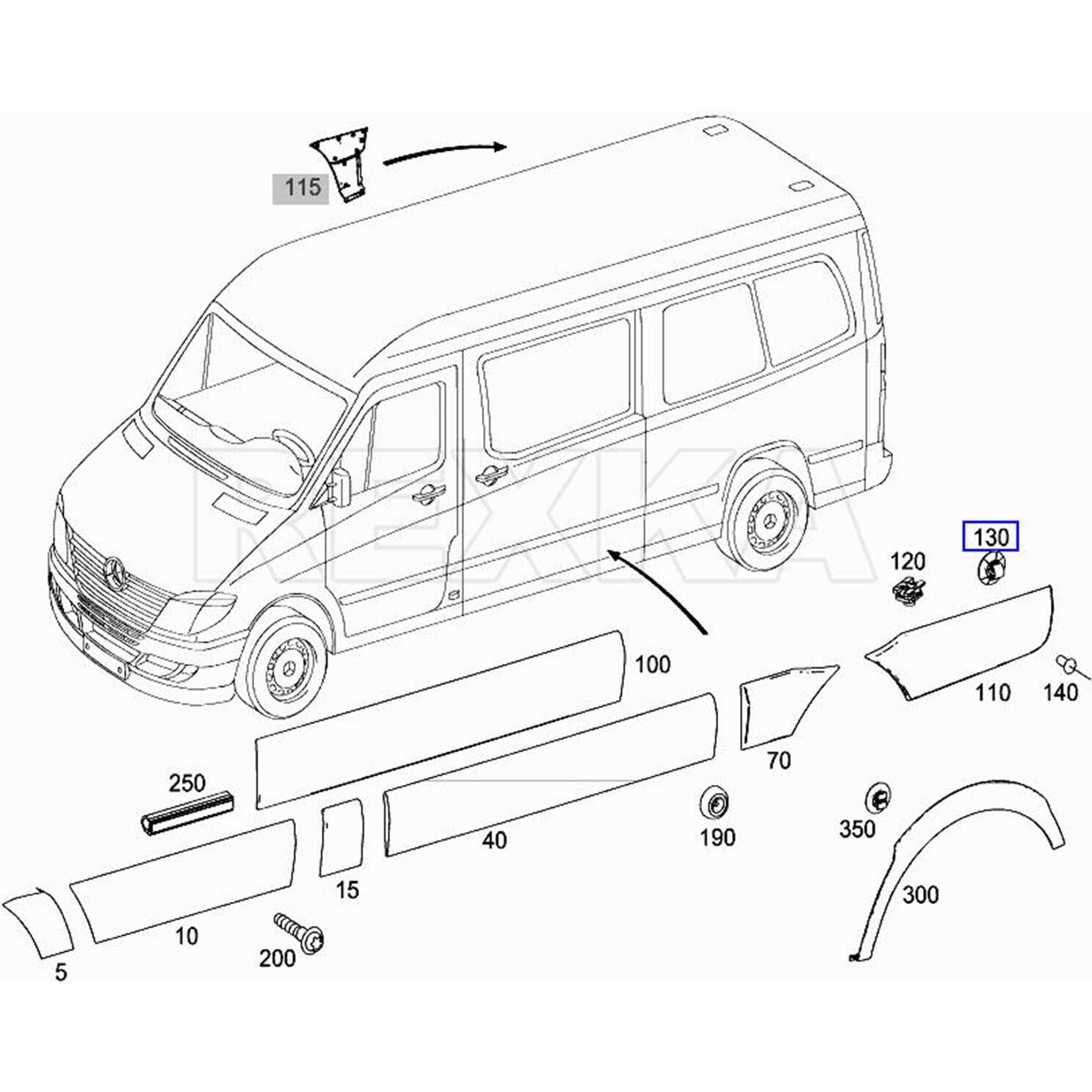 Clips de Panel Lateral Rexka para Mercedes Sprinter 2500/3500
