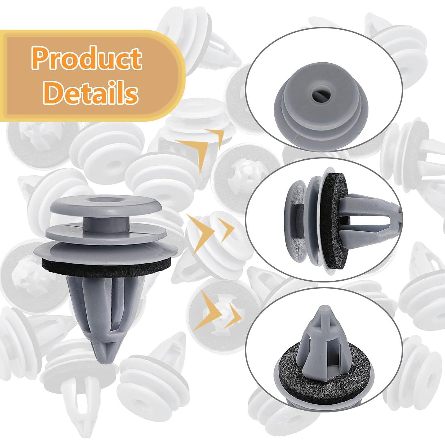 Clips Remache de Panel de Puerta SYudwen 30pcs Nylon Gris