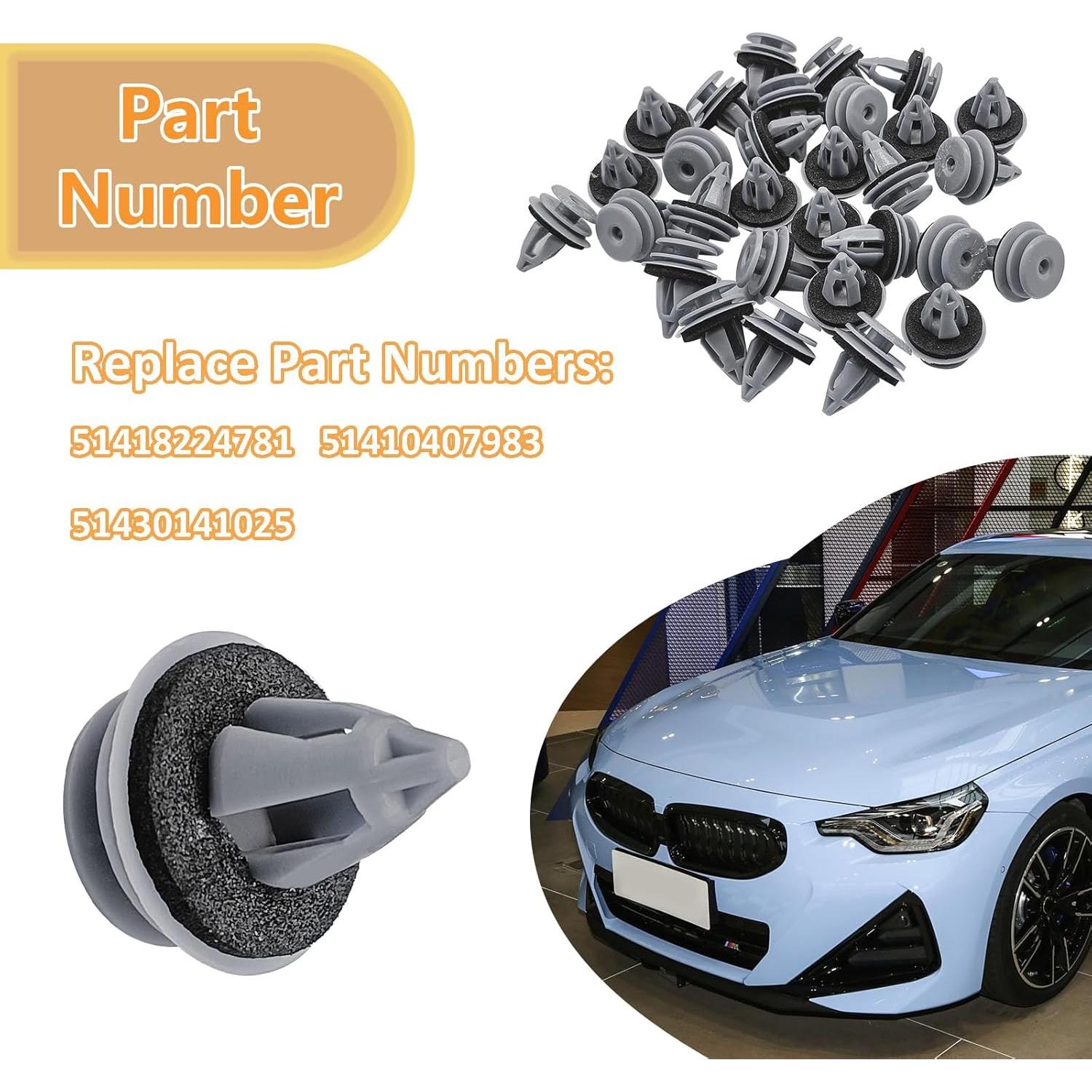 Clips Remache de Panel de Puerta SYudwen 30pcs Nylon Gris