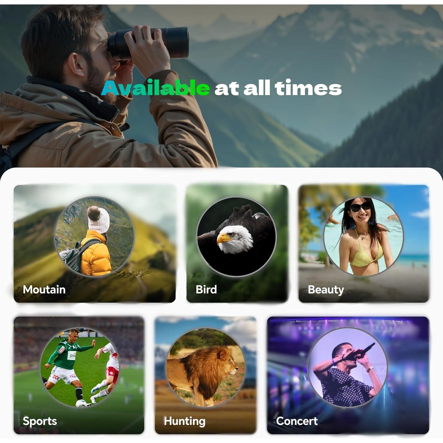 Binoculares 12x40 HD TWJ para caza y observación