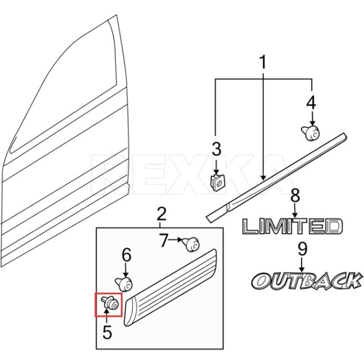 Clip de Moldura Lateral Rexka 20pcs para Subaru