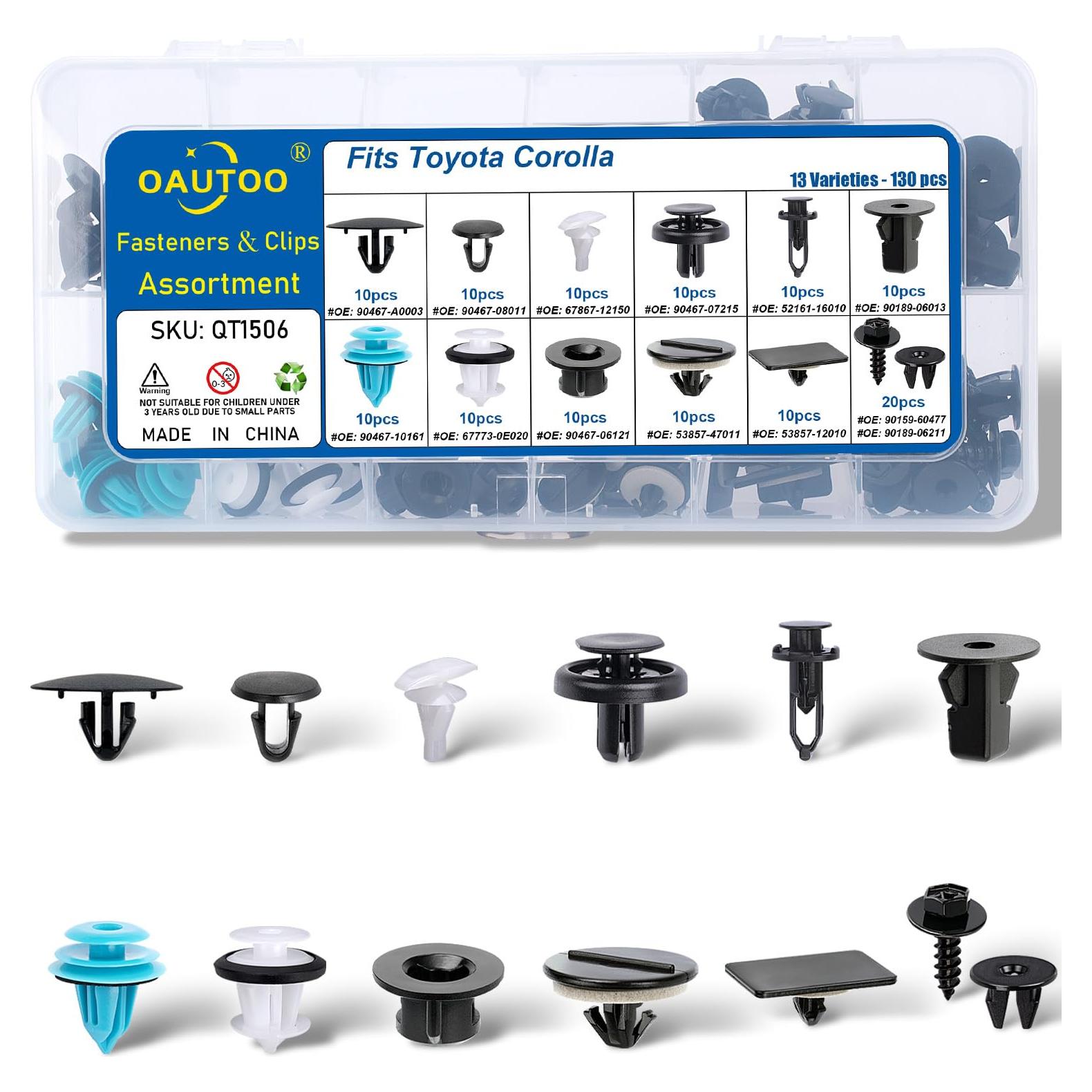 Kit de 130 Clips Retenedores OAUTOO para Toyota Corolla