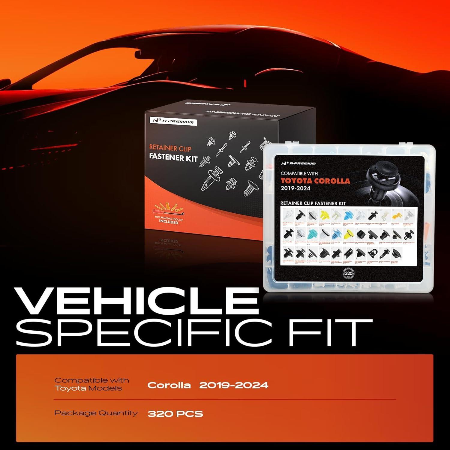 Kit de Clips de Retención A-Premium 320 Piezas para Toyota Corolla 2019-2024