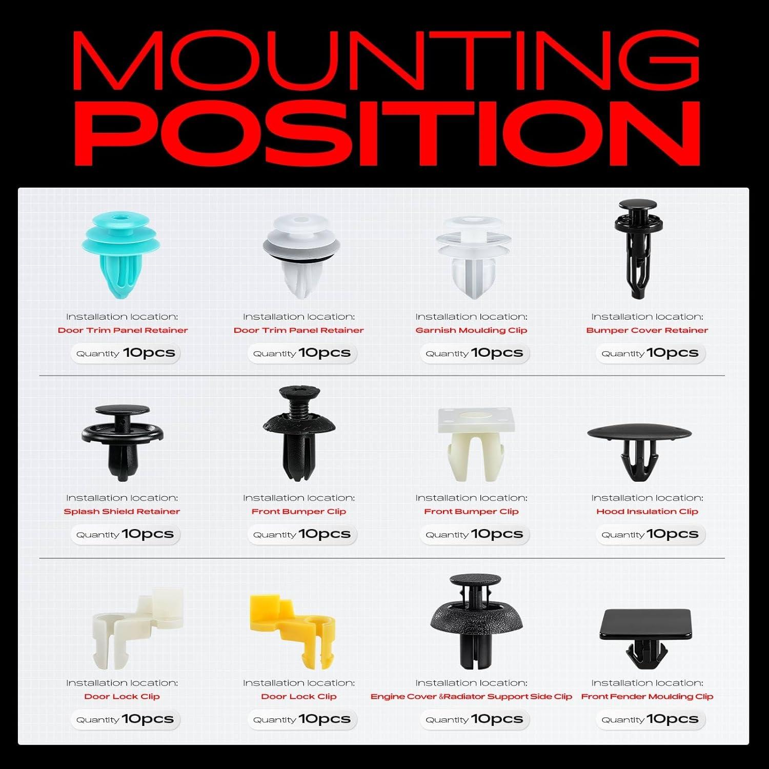 Kit de Clips de Retención A-Premium 320 Piezas para Toyota Corolla 2019-2024