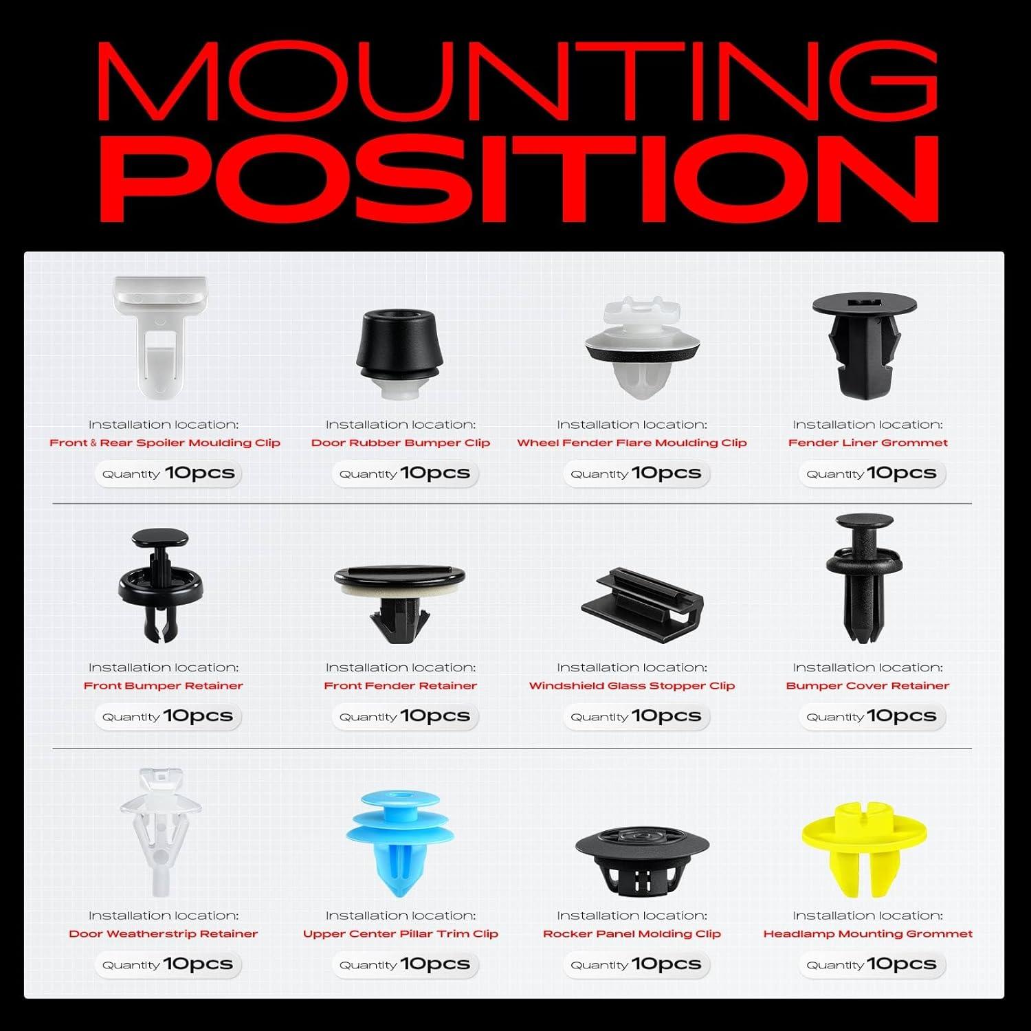 Kit de Clips de Retención A-Premium 320 Piezas para Toyota Corolla 2019-2024