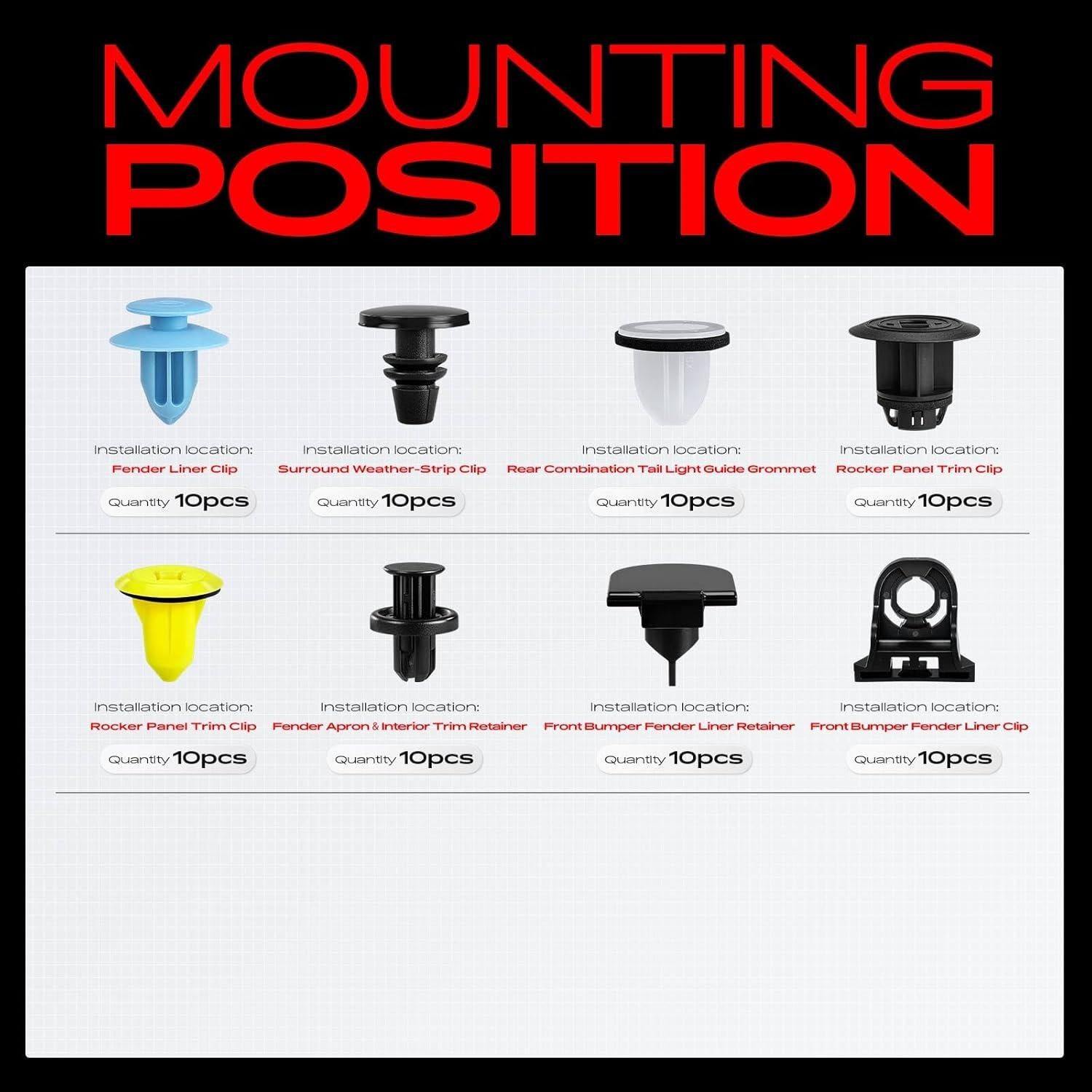 Kit de Clips de Retención A-Premium 320 Piezas para Toyota Corolla 2019-2024