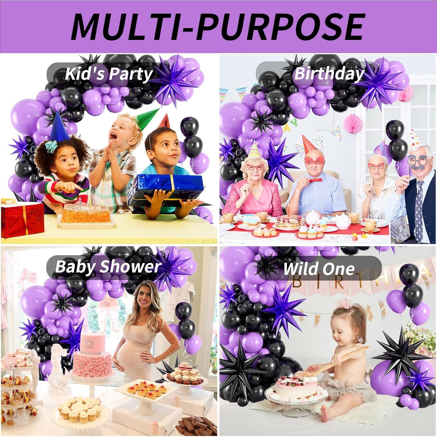Kit de Arco de Globos Isndare Negro y Púrpura 45 cm