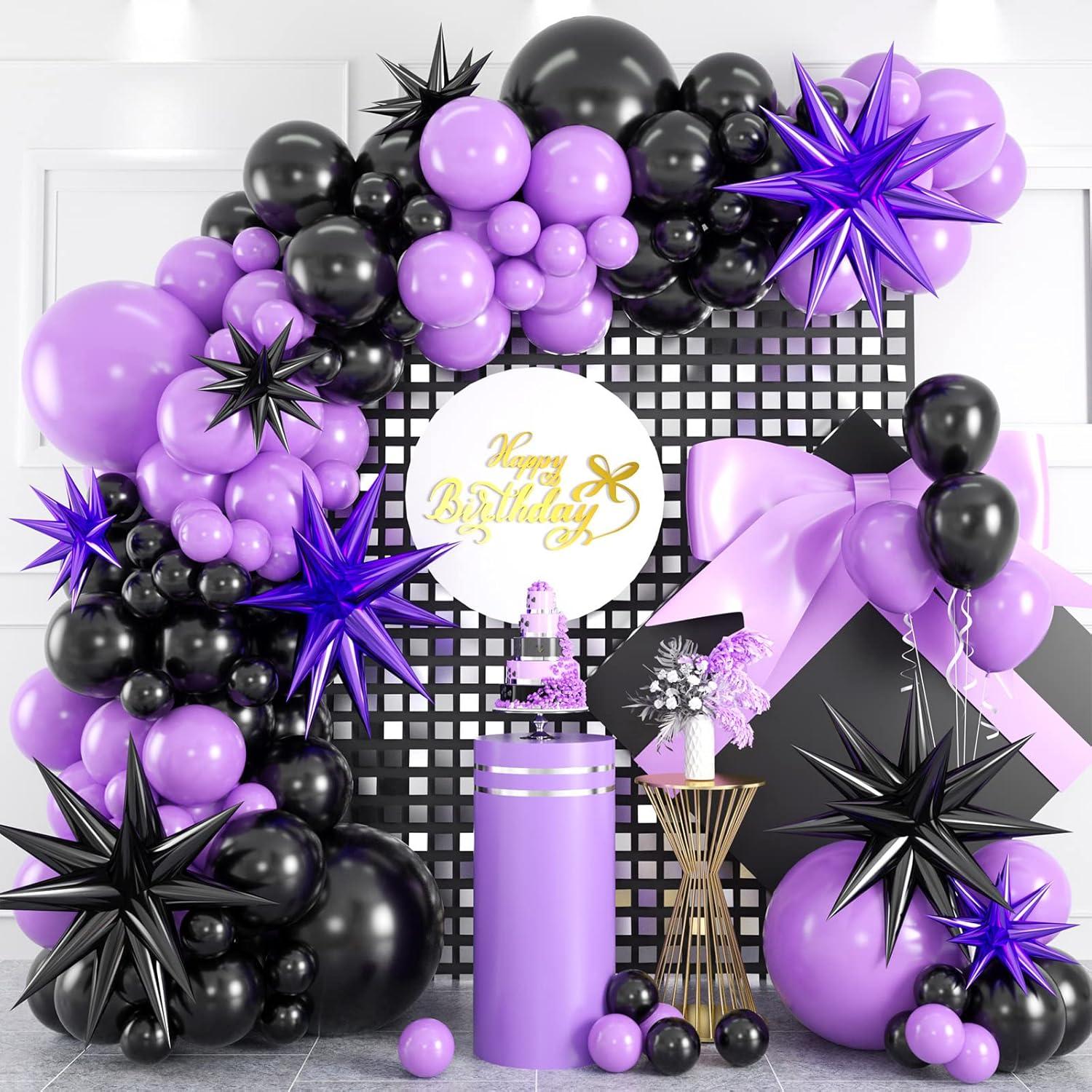 Kit de Arco de Globos Isndare Negro y Púrpura 45 cm