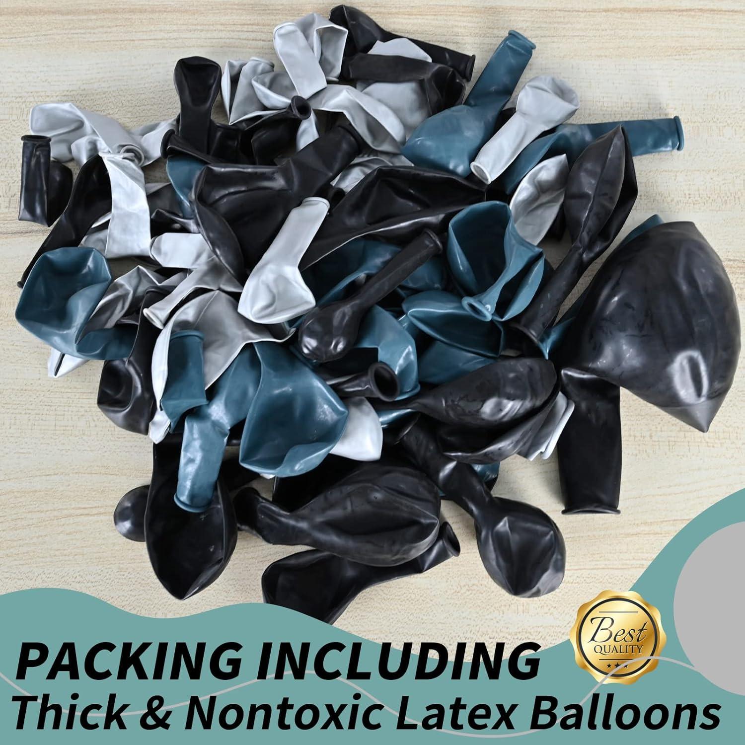 Kit Arco Globos Isndare Azul Negro Plateado 20 Piezas