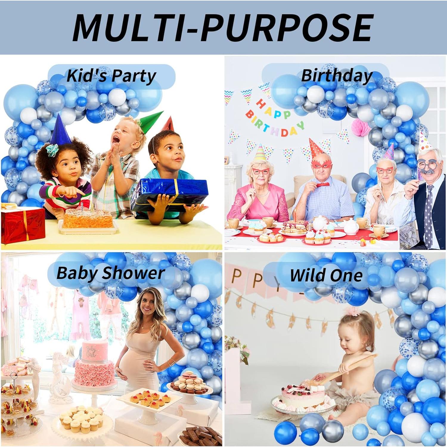 Kit de Arco de Globos Isndare Azul y Blanco 123 Piezas