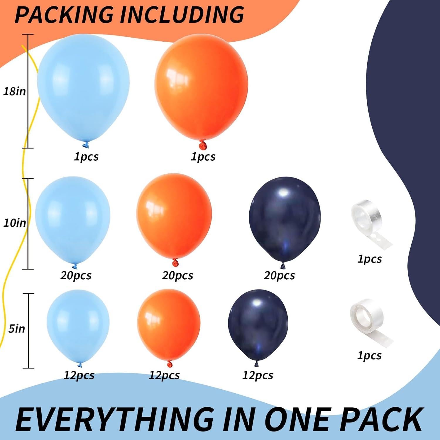 Guirnalda de Globos Naranja y Azul Isndare 45 cm 25 cm 12 cm