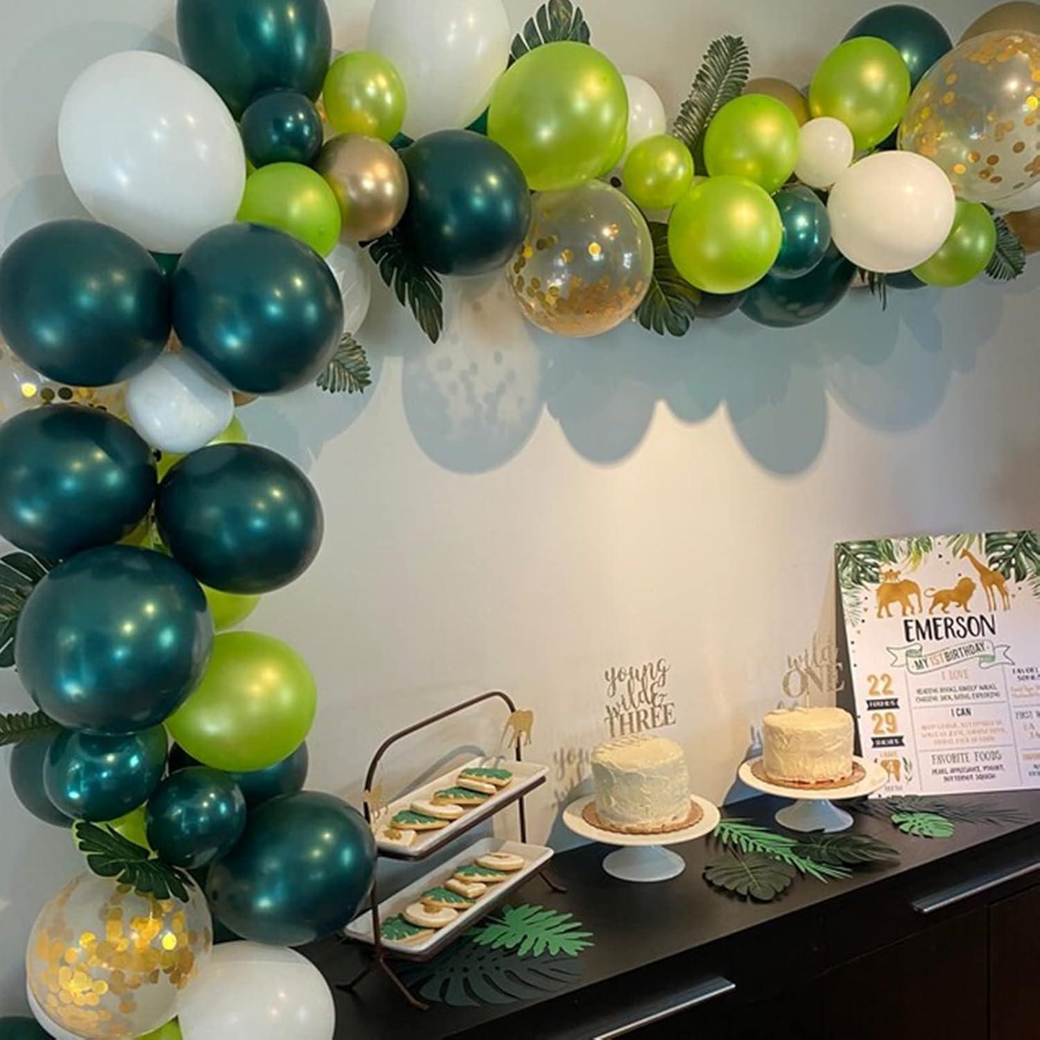 Arco de Globos Isndare Verde Blanco Dorado 91 Piezas