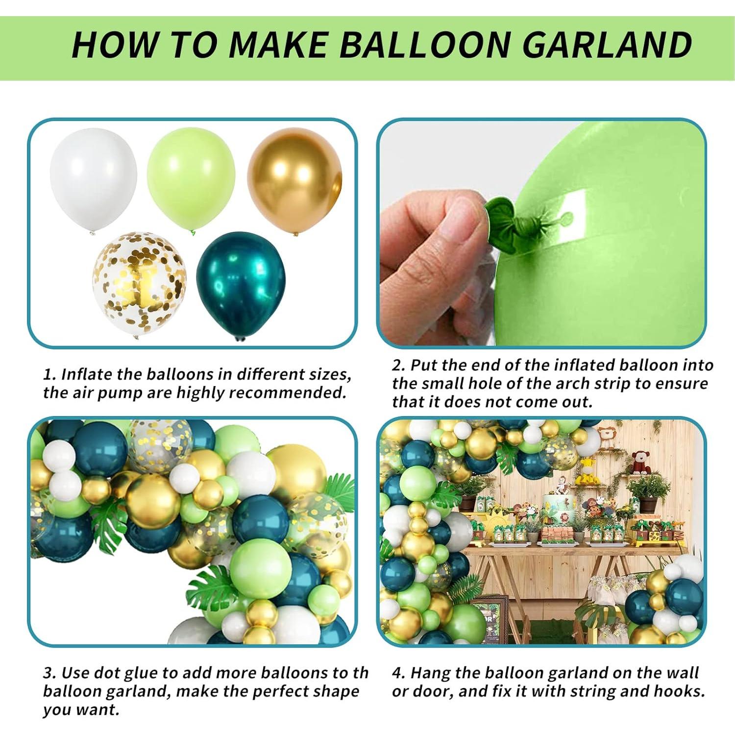 Arco de Globos Isndare Verde Blanco Dorado 91 Piezas